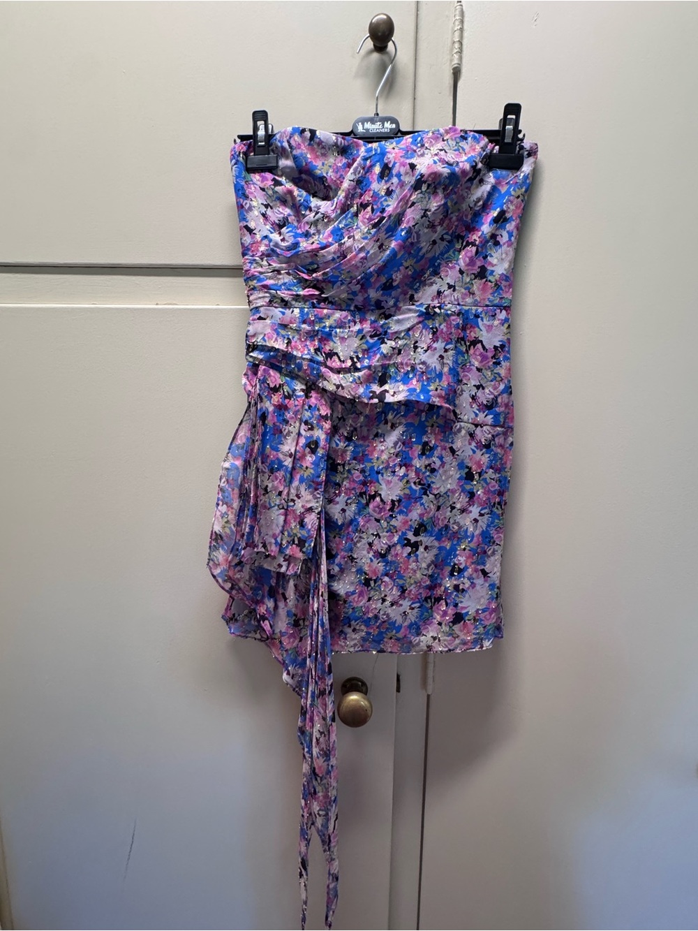 Nanette Lepore Strapless Floral Mini Dress in Lavender and Blue